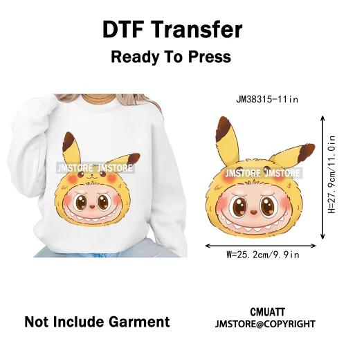 New Cartoon Costume Monster Dolls Lover DTF Printing Decals Iron on Washable Transfers Stickers Ready to Press for T-shirts
