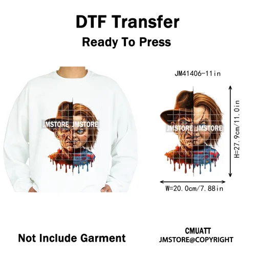Spooky Soda Can Killer Checkered Horror Characters Drink Halloween Iron on DTF Heat Transfer Stickers Ready to Press for Textile
