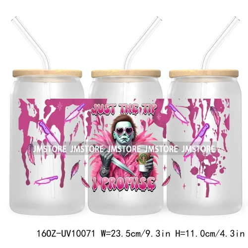 Trendy Horror Movies Character 16OZ UV Cup Wrap DTF Transfer Stickers For Libbey Glass Can Cups Tumbler Coffee Now Slash Later