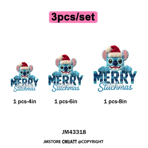 Latch Hook Faux Yarn Cartoon Movie Friends Merry Christmas Iron on Washable DTF Transfers Stickers Ready to Press for Textiles