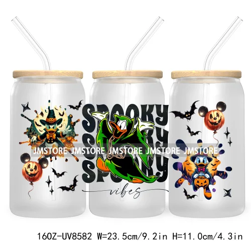 Spooky Vibes Halloween Princess 16OZ UV DTF Cup Wrap Transfer Stickers Custom Label Durable Waterproof Logo For Libbey Glass Can