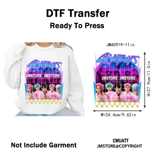 Music Kpop Group Lover Anime Fans Boys Girls Hunters Inspired Iron on DTF Washable Transfers Sticker Ready to Press for Clothing