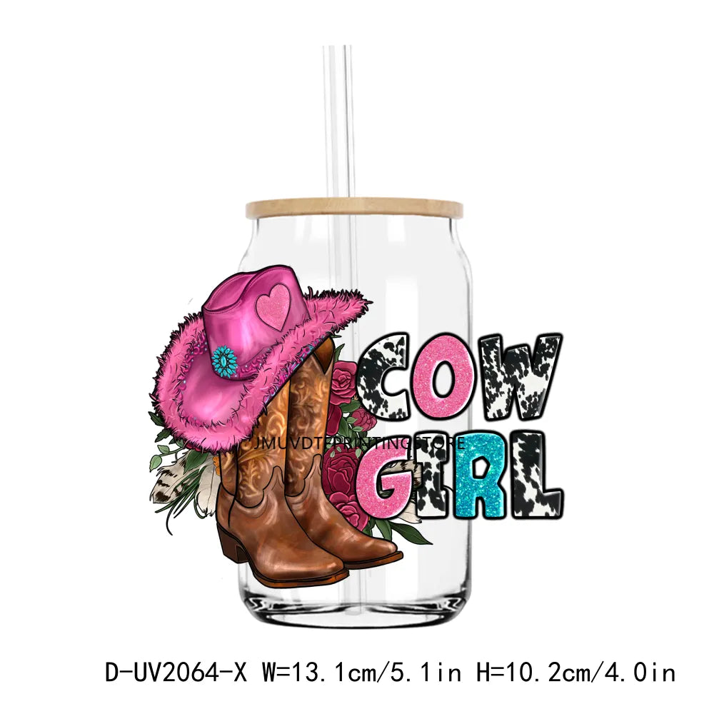 Cow Girls Boots And Sunflowers UV DTF Transfers Stickers Decals For Libbey Cold Cups Mugs Tumbler Waterproof DIY Craft