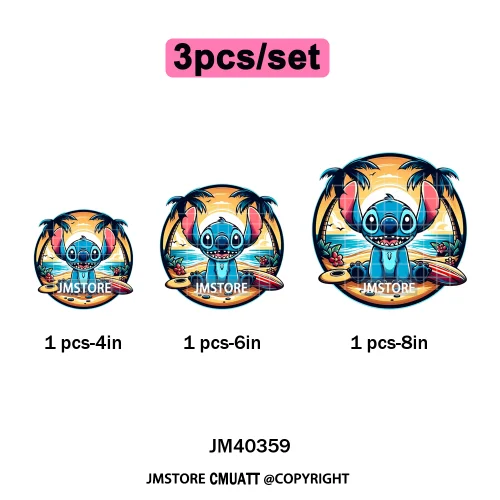 Aloha Flower Summer Vibes Cartoon Animal Vacation Life Designs Iron on DTF Washable Transfers Sticker Ready to Press for Clothes