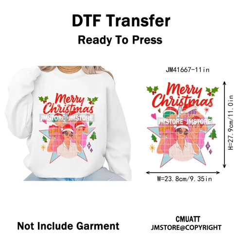 Christmas Kpop Holiday Idol Santa Holly Jolly Merry Christmas Iron on DTF Washable Transfers Stickers Ready to Press for Textile
