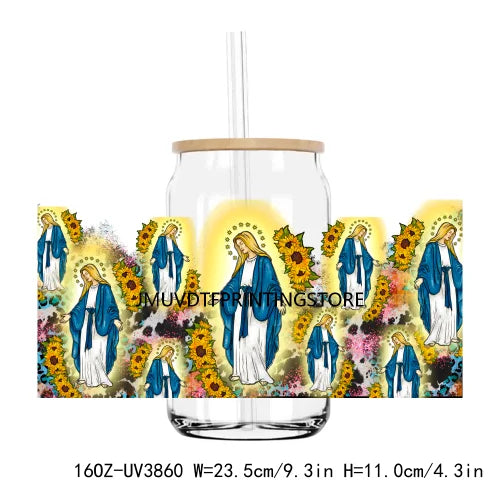 MAMA Sunflower And Butterfly UV DTF Sticker For 16OZ Libbey Glass Cup Can Wrap Transfer Sticker Custom DIY Logo Mothers Day