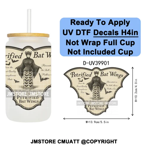 Spooky Halloween Witch Brew Bottle Label Set UV DTF Transfer Stickers Decals Ready To Apply Waterproof For 16OZ Libbey Glass Can