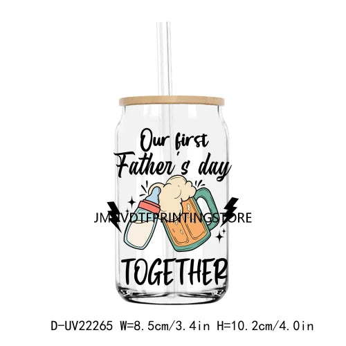 Softball Dad Father's Day UV DTF Transfer Stickers Decals For Libbey Cold Cups Mug Tumbler Waterproof DIY Craft Daddy Is My Hero