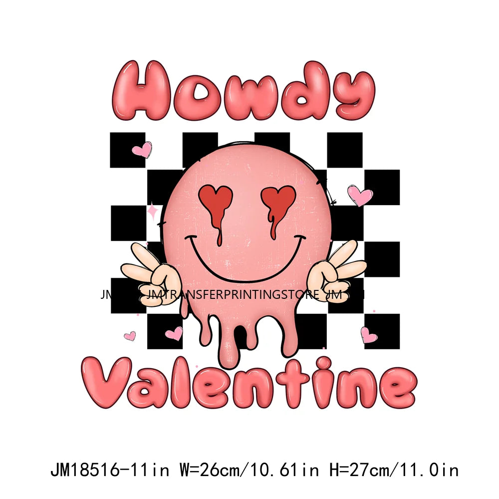 Western Howdy Honey Valentine DTF Decals Cowgirl Cowboy Candy Heart Love Music Cassettes DTF Heat Transfer Stickers For Hoodies