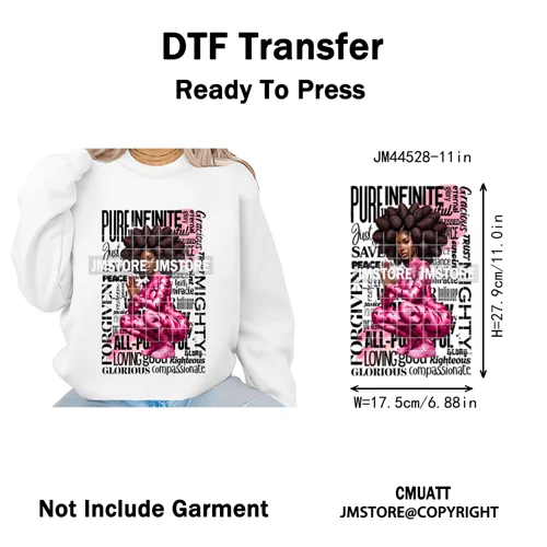 Afro Girls Prayer Jesus Faith Love Magic Christian Women Iron on Washable DTF Heat Transfers Stickers Ready to Press for Clothes