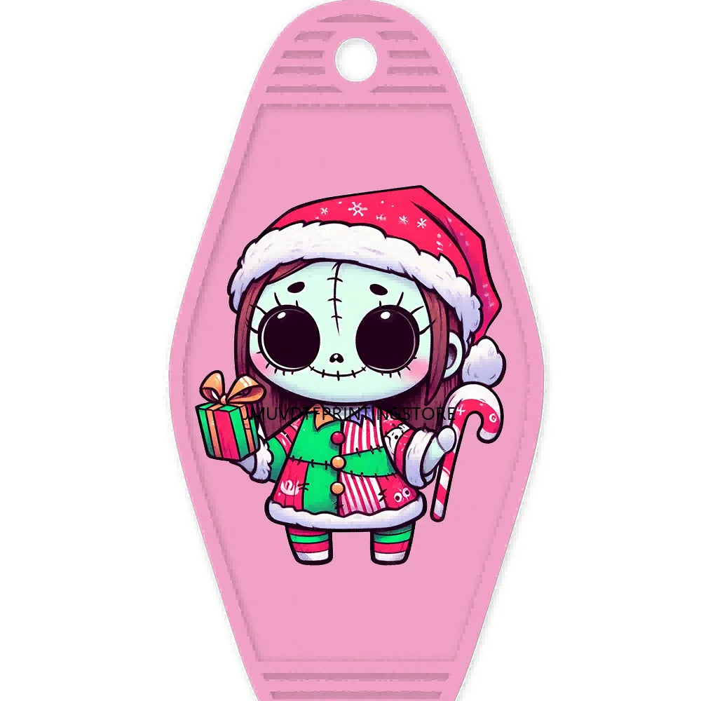 Christmas Cute Baby Green Guy With Santa Hat Gifts High Quality WaterProof UV DTF Sticker For Motel Hotel Keychain