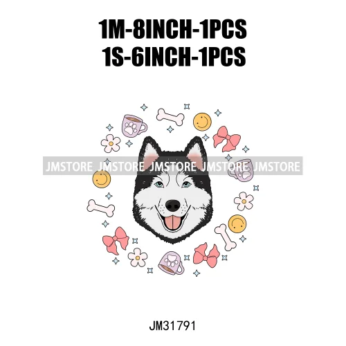 Funny Love Animal Puppy Pet Dogs Cocoa Flower Coquette Design Iron On DTF Transfers Stickers Ready To Press For Sweatshirts Bags