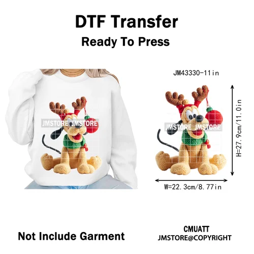 Latch Hook Faux Yarn Cartoon Movie Friends Merry Christmas Iron on Washable DTF Transfers Stickers Ready to Press for Textiles