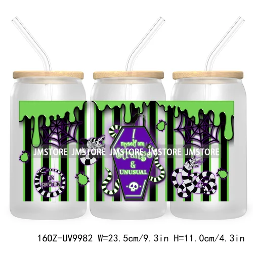 Friends Horror Characters 16OZ UV Cup Wrap DTF Transfer Stickers For Libbey Glass Can Cups Tumbler Happy Horror Movie Killers