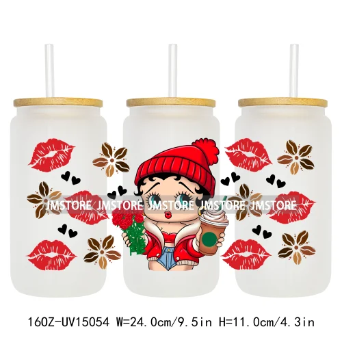 Cartoon Girl Coquette Bow UV DTF Stickers Ready to Transfer Cup Wrap Custom Labels DIY Craft For Libbey Can Glass Tumblers Mugs