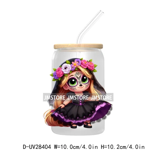 Mexican Little Princess UV DTF Transfer Stickers Decals For Libbey Cold Cups Mugs Tumbler Waterproof Craft Day of the Dead Girls