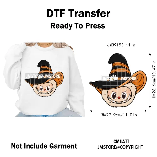 Sorat Sweet Sorat Spooky Cartoon Monster Halloween Designs Iron on DTF Washable Transfers Stickers Ready to Press for Hoodies
