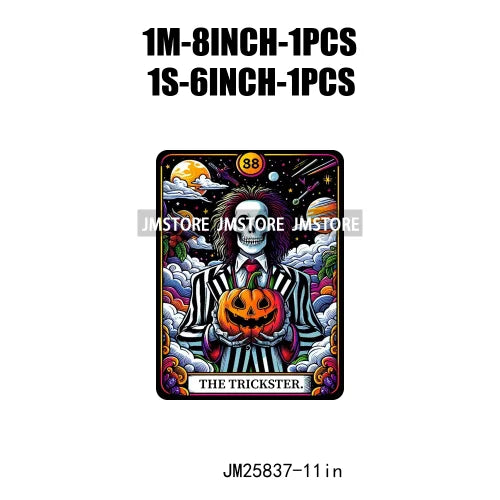 New Halloween Trickster Killer Scary Characters Tarot Cards Thermal Logos DTF Iron On Heat Press Transfers Stickers For Clothes