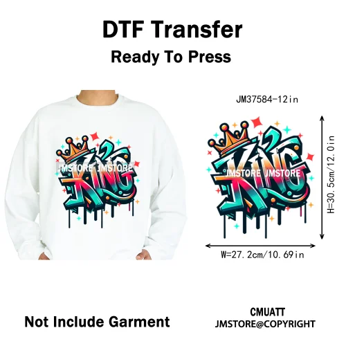 12in Street Heat Urban Chill Streetwear Man Hip Hop Animal Iron on DTF Thermal Transfer Stickers Ready to Press for Clothes Bags