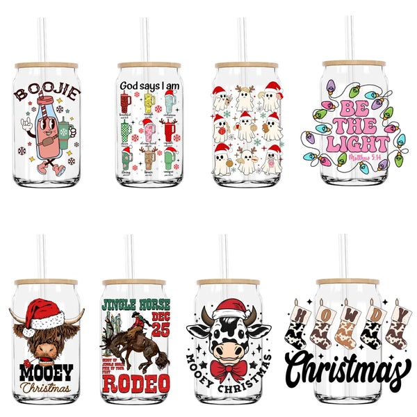 Western Howdy Christmas Festivals UV DTF Transfers Stickers Decals For Libbey Cold Cups Mugs Tumbler Waterproof DIY Logo