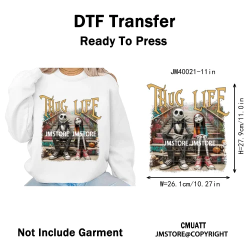 Old School Halloween Horror Movie Killer Bad Queen Thug Life Iron on DTF Washable Transfers Stickers Ready to Press for Clothes