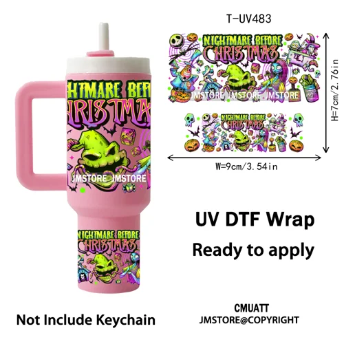 Cartoon Movie Thanksgiving Christmas UV DTF Keychain Wraps Ready To Apply Durable Custom UV Stickers For Mini Tumbler Keychain
