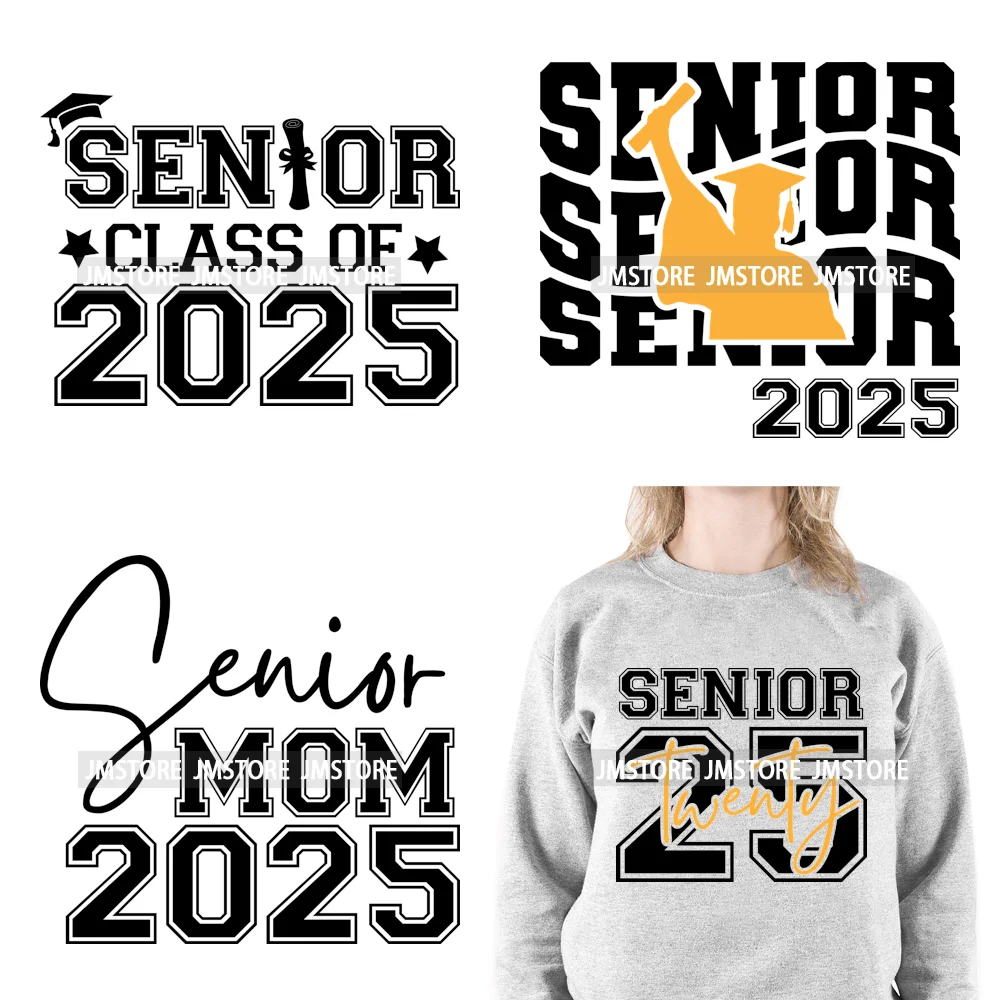 Happy University Graduate Senior Class Of 2025 Decals Iron On DTF Heat Transfer Stickers Ready To Press For Clothes Bags