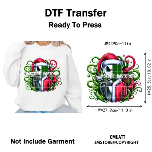 Cartoon Movie Friends Coquette Merry Christmas Sandy Claws Iron on Washable DTF Heat Transfer Sticker Ready to Press for Hoodies