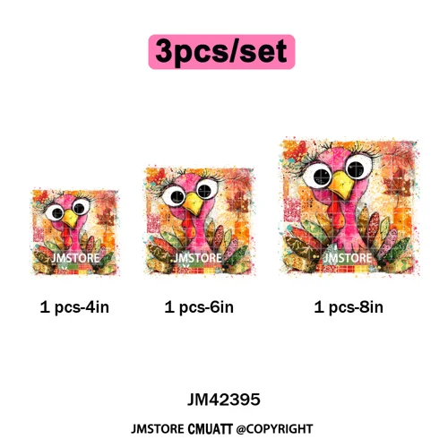 Trendy Give Thanks Coquette Gobble Turkey Bow Girly Fall Blessed Iron on DTF Heat Transfers Stickers Ready to Press for Clothing