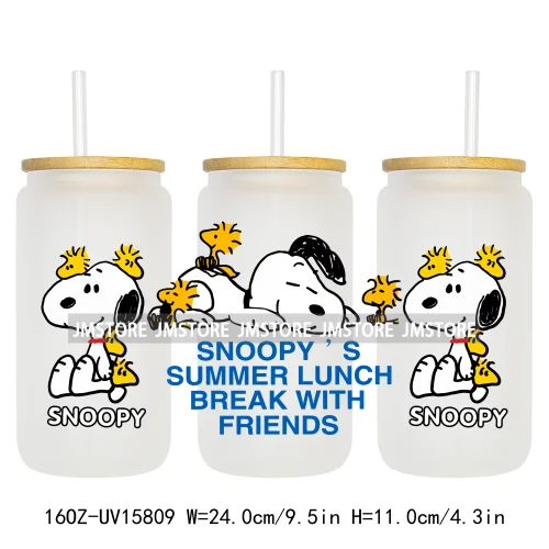Cartoon Dogs Back To School UV DTF Wraps Transfer Sticker Selfadhesive Waterproof High Quality For 16OZ Libbey Glass Can Tumbler