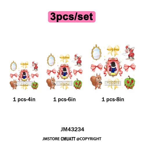 Trendy Girls Mirror Coquette Cartoon Friends Character Trip Holiday Iron on DTF Transfer Stickers Ready to Press for Sweatshirts