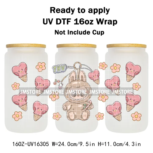 Funny Cartoon Monster Characters Ice Cream UV DTF Stickers Ready To Apply Cup Wrap Custom Prints DIY Craft For Libbey Glass Can