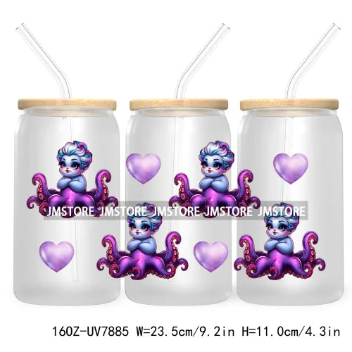 Cute Baby Princess Queen 16OZ UV Cup Wrap DTF Transfer Stickers For Libbey Glass Can Cups Tumbler Waterproof Labels Best Friends