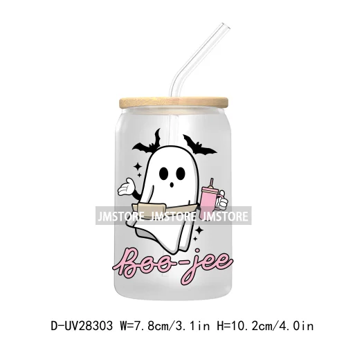 Spooky Ghost Boo Halloween Tis The Season UV DTF Transfer Stickers Decals For Libbey Cold Cup Mugs Tumbler Waterproof Book Ghoul