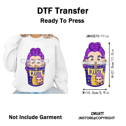 Cartoon Girl Group Boy Band Music Fans Anime Lover Soda Pop Iron on DTF Washable Transfers Stickers Ready to Press for T-shirts