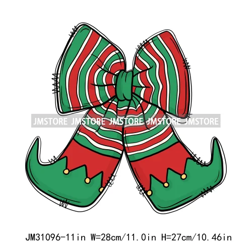 Colorful Coquette Bow Girly Christmas Holiday Spirit Holiday Gifts Iron On DTF Transfers Stickers Ready To Press For Clothing