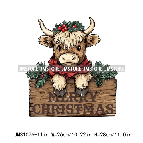 Howdy Country Cowboy Western Merry Christmas Tee Cow Chickens Coquette Iron On DTF Transfers Stickers Ready To Press For Clothes