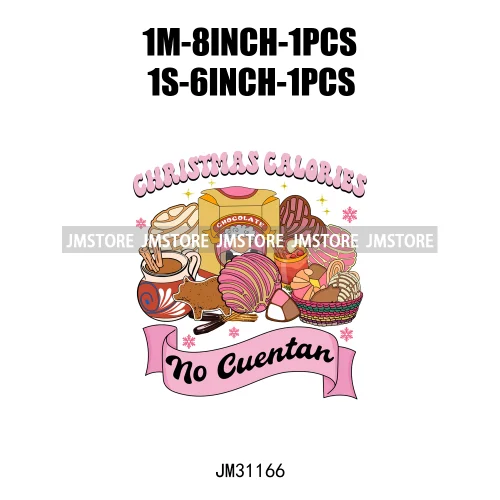 Funny Tis The Season Mexican Chocolate Pink Christmas Pan Dulce Spanish Iron On DTF Transfer Stickers Ready To Press For Clothes