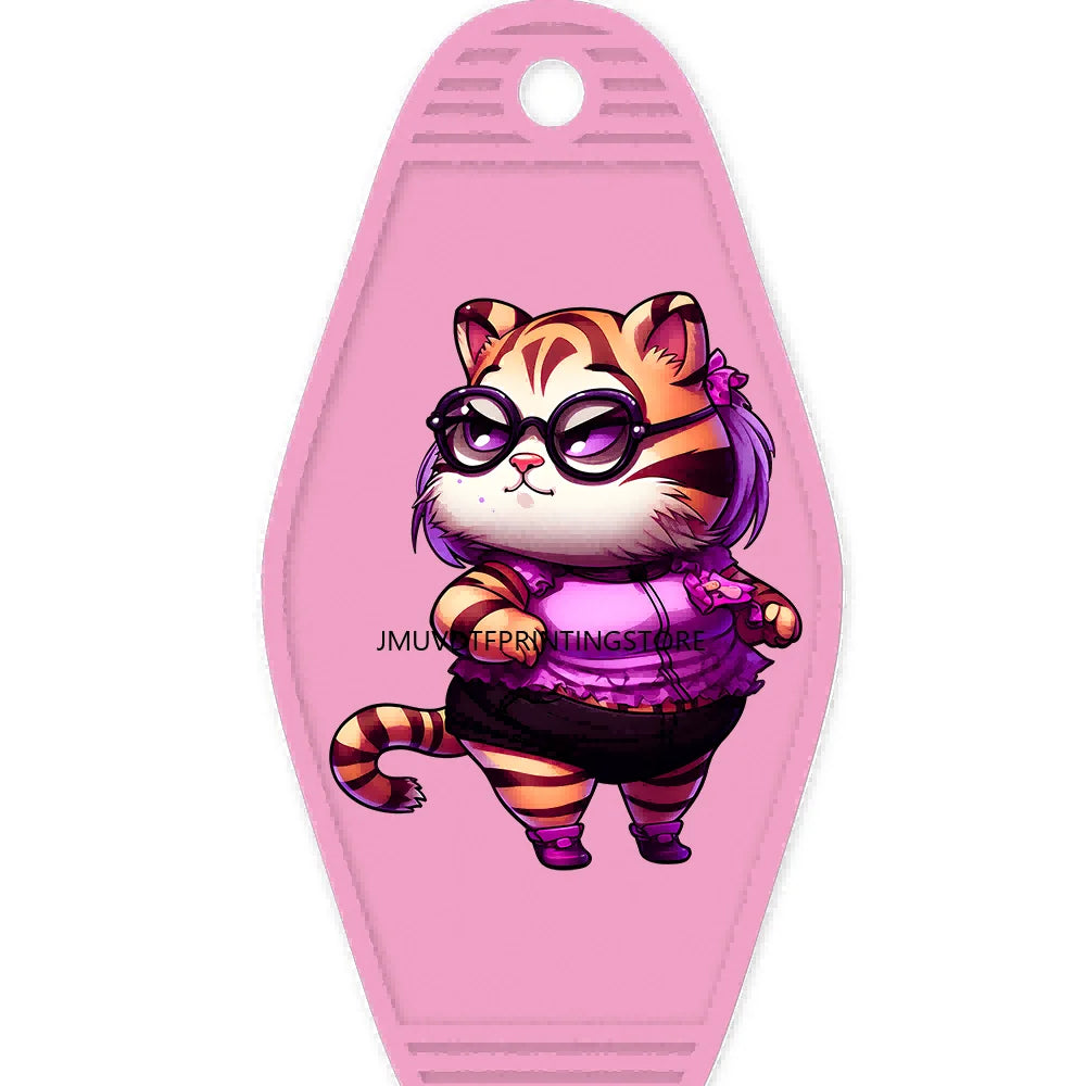 Cute Cat Girl Teddy Bears King High Quality WaterProof UV DTF Sticker For Motel Hotel Keychain Pink Cartoon Animals