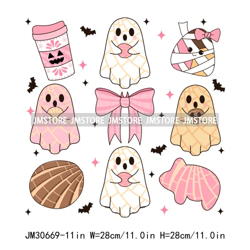 Pan Dulce Concha Ghost Christmas Feliz Latina Girl Muerta Por Dentro Pero Es Navidad Iron On DTF Transfers Stickers For Clothes