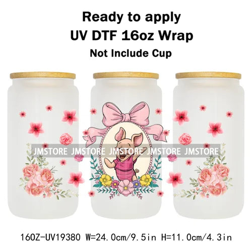 Strawberry Girls Cartoon Magic Mirror UV DTF Transfer Sticker Cup Tumbler Wrap For 16OZ Libbey Glass Wraps Bottle Mug DIY Labels