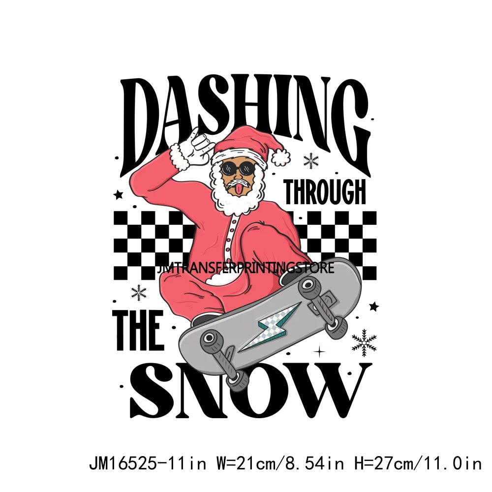 It's Best Time Holly Jolly Vibes Groovy Christmas Santa Dashing Through Snow Transfer Sticker Decals Ready To Press For Clothes