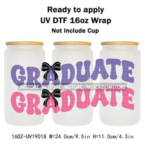 Class Of 2026 Senior Graduation Cap UV DTF Stickers Ready To Apply Cup Wrap Durable Custom Prints DIY Craft For Libbey Can Glass