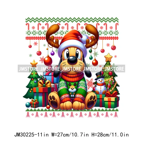 Cartoon Christmas Character Ugly Sweater Friends Deer Winter Holiday Gifts Iron On DTF Heat Press Transfers Stickers For Hoodies