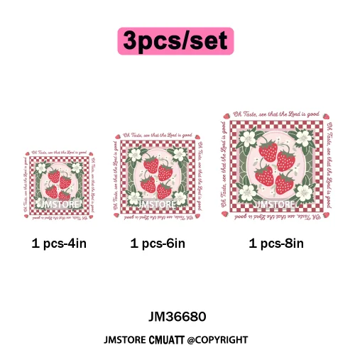 Boho Coquette Floral Strawberry Festival Vibes Summer Fruit Iron on DTF Thermal Transfer Sticker Ready to Press for Clothes Bags