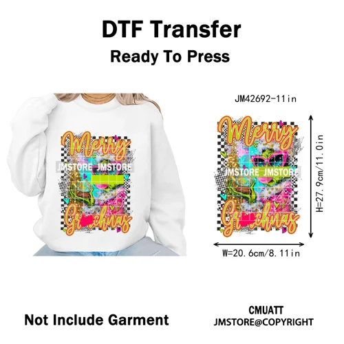 Holly Jolly Cute Cartoon Character Christmas Santa Tis The Season Iron on DTF Heat Transfers Stickers Ready to Press for Garment