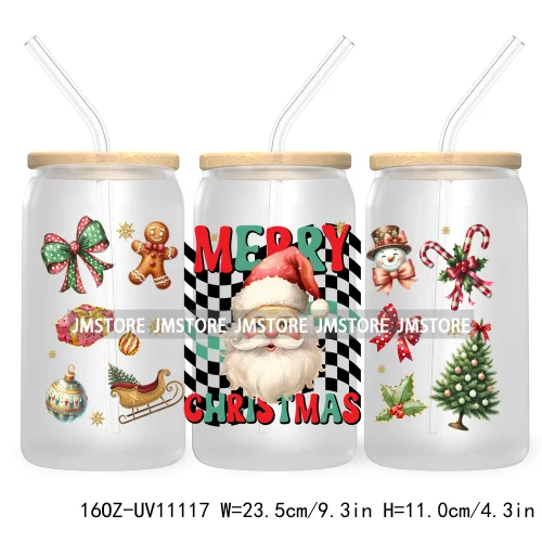 Just A Girl Who Loves Christmas UV DTF Cup Wrap For Libbey Glass Can Transfer Stickers Waterproof Custom Labels Tis The Season