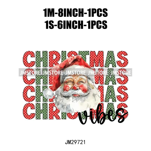 Just Waiting For Christmas Santa Claus Gifts Joy Winter Holidays Vibes Iron On DTF Transfers Stickers Ready To Press For Clothin