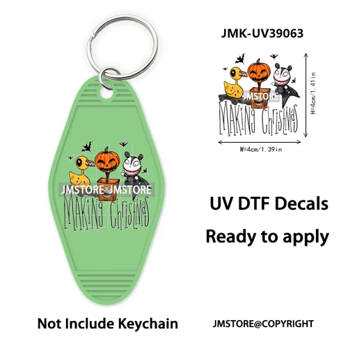 Halloween Horror Movies Witch Girl UV DTF Motel Keychain Decal Ready To Ship Durable Transfer Stickers Prints For Hotel Keychain