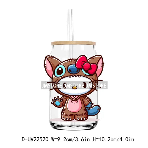 High Quality Costume Cartoon Blue Cat UV DTF Transfers Stickers Decals For Libbey Cold Cups Mugs Tumbler Waterproof DIY Craft